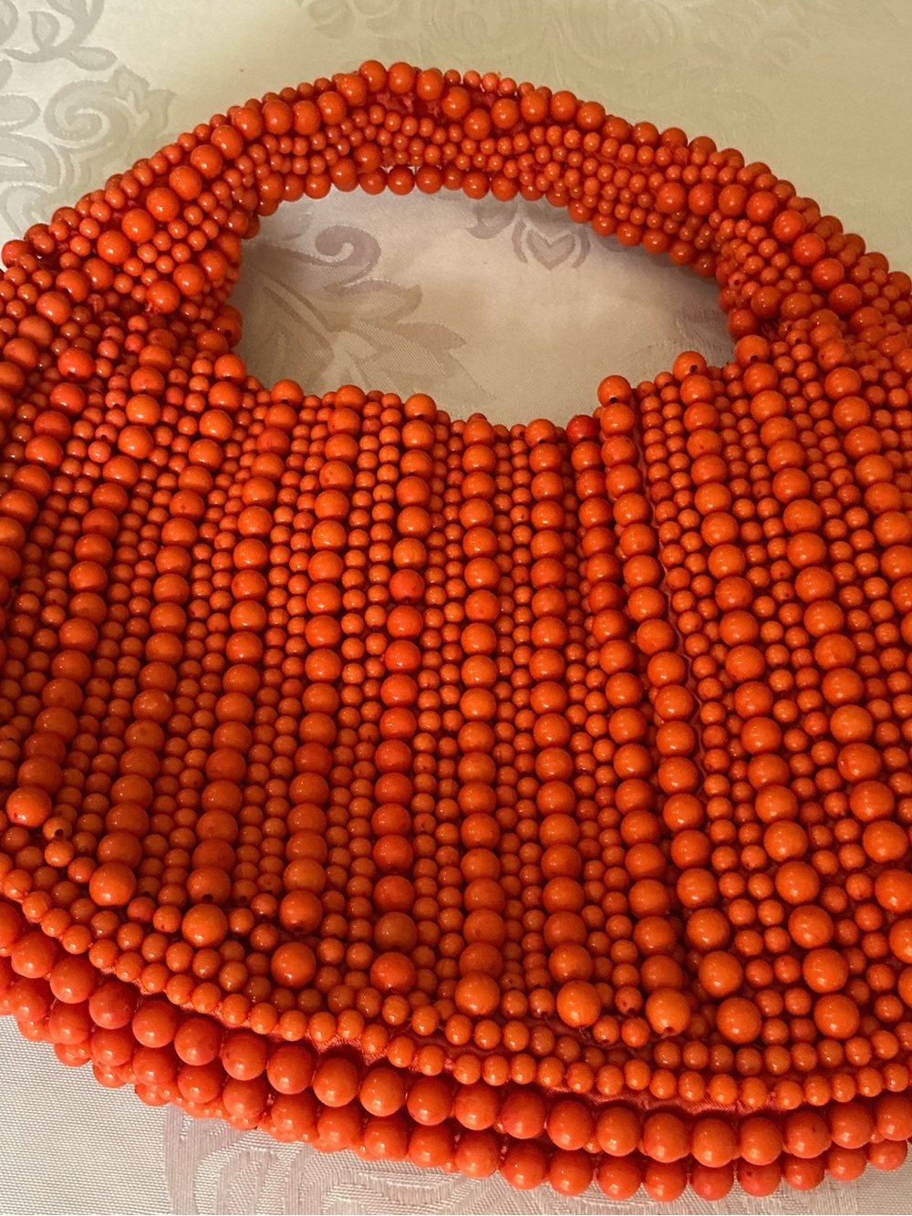 T.J.Maxx Vibrant Orange Multi-Strand Beaded Clutch